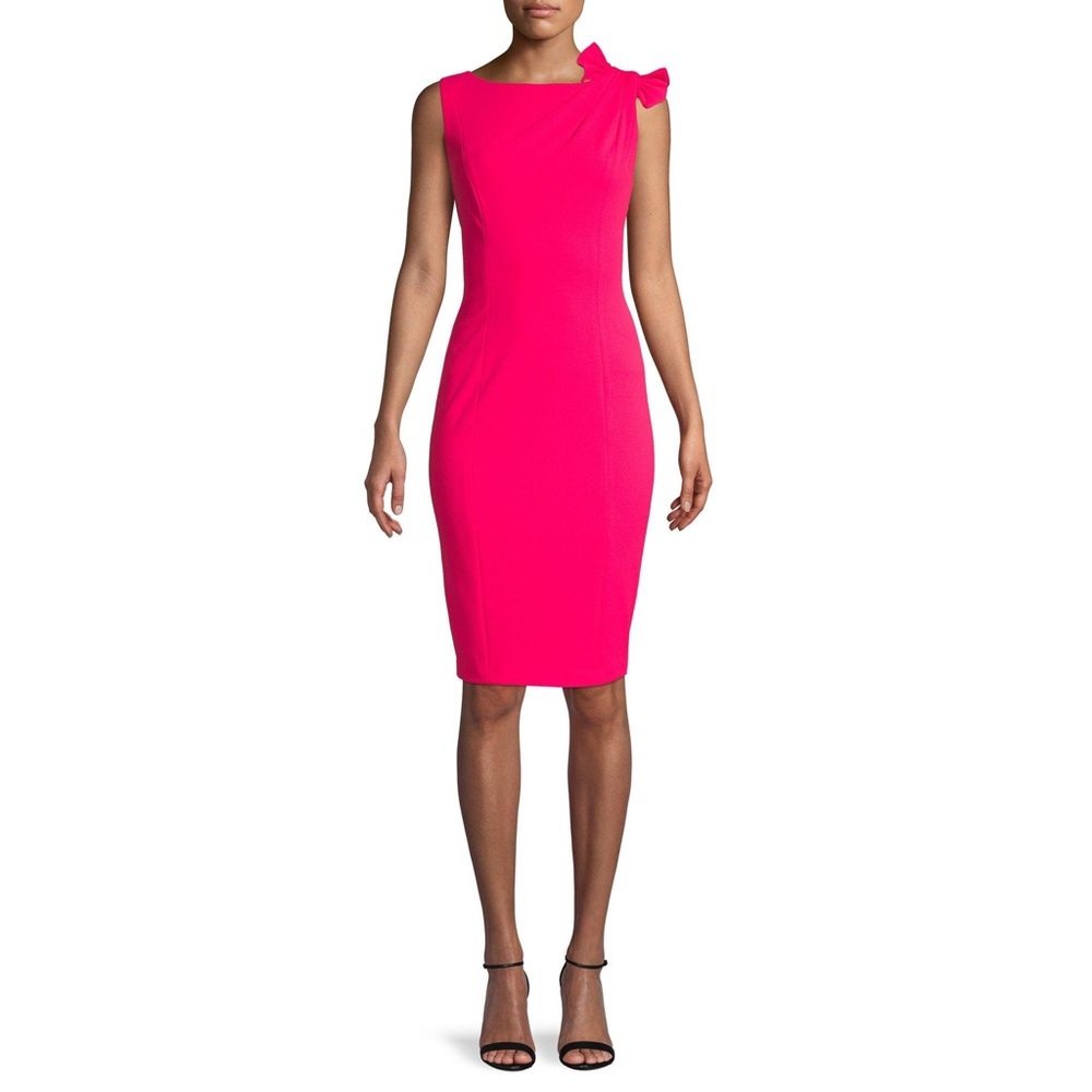 Calvin Klein hot pink dress with bow and gold zipper